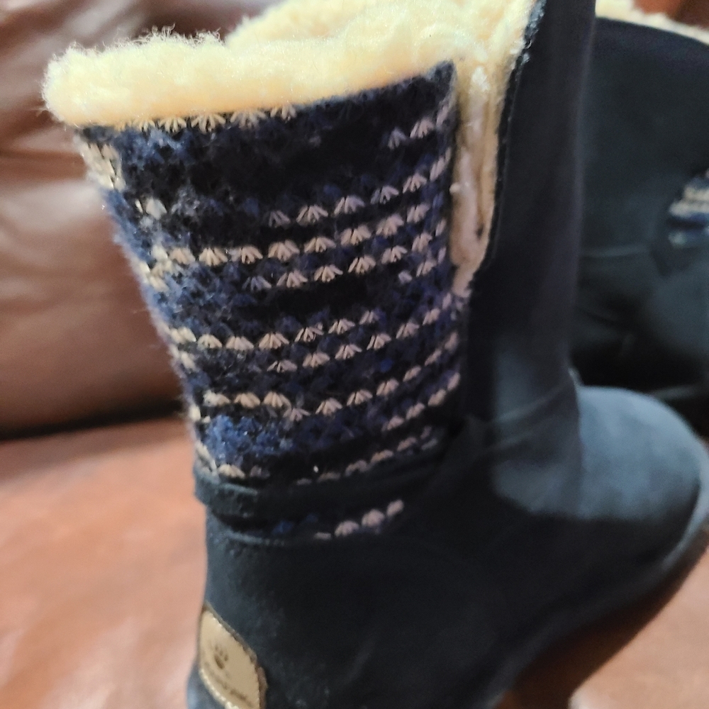 BEARPAW Maggie Navy Blue Suede Sheepskin Boot